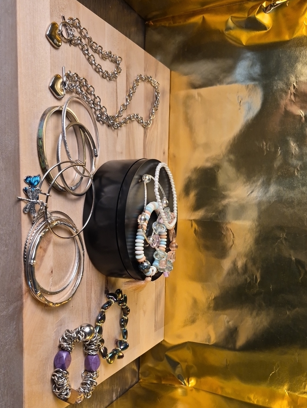 Mixed Bracelet & Necklace Jewelry Lot - Silver, Gold, Pastel Beads